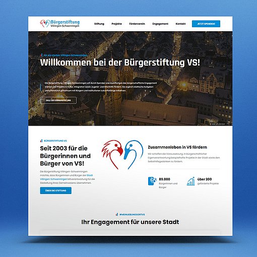 Screenshot der Website der Bürgerstiftung Villingen-Schwenningen