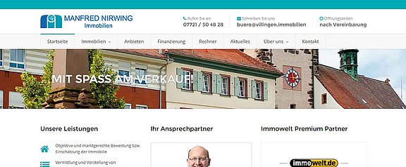 Makler Manfred Nirwing Screenshot Website